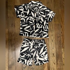 VOLCOM Toddler Boys Short Sleeve Linen Button Down Shirt & Twill Shorts Set - 3T